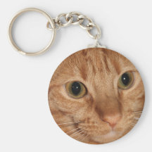 Visage orange de chat tigré porte-clefs