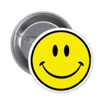 Visage souriant de bonheur badge avec épingle