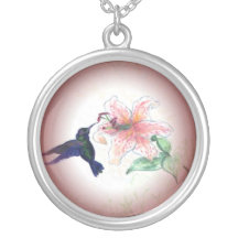 Visite par le colibri pendentif personnalisé