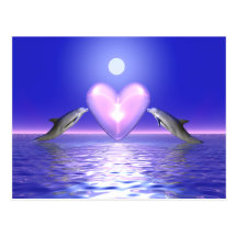 Visiteurs de coeur - dauphins carte postale