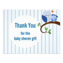 Vlakte van de Uilen van het baby shower dankt de B Custom Uitnodging