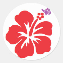 vlinder+hibiscus sticker