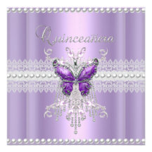 Vlinder van het Kant van de Parel van Quinceanera  Persoonlijke Uitnodigingen