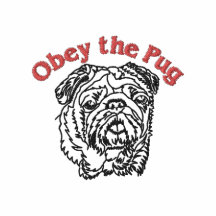Voer de Pug T - shirts van Emrboidered uit - Zwart