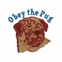 Voer Pug 2 uit - Blauwe T - shirts Emrboidered
