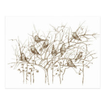 Vogels in de Pen van de Boom en het Briefkaart van Wenskaart