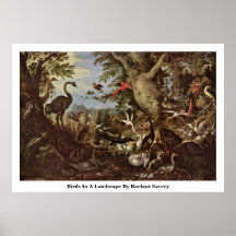 Vogels in een Landschap door Roelant Savery Poster