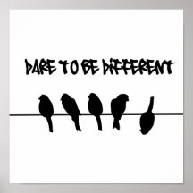 Vogels op een draad - durf verschillend te zijn print