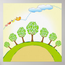 vogels over bomen posters