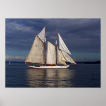 Voiles d'aventurière sur la baie de Townsend de po Affiche