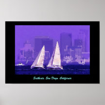 Voiliers, San Diego, la Californie Affiche