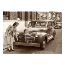 Voiture avec le 2ÈME GUERRE MONDIALE de butoir en  Faire-part