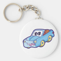 Voiture bleue de sourire porte-clés