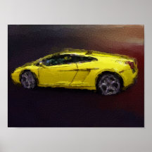 Voiture de sport jaune posters