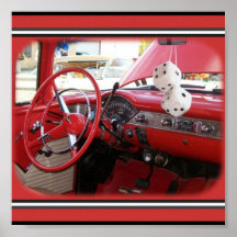 Voiture vintage rouge affiches