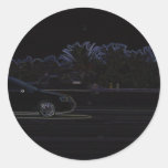 Voitures noires autocollant rond