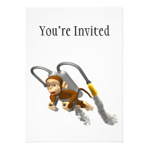 Vol de singe avec Jetpack Cartons D'invitation Personnalisés