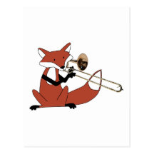 Vos die de Trombone spelen Wenskaart