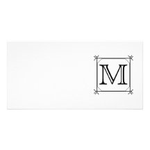 Votre lettre. Monogramme fait sur commande. Noir e Carte Avec Photo