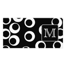 Votre lettre. Monogramme noir et blanc. Motif d'am Modèle Pour Photocarte