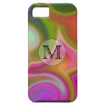 Votre lettre, remous colorés et monogramme fait su coque iPhone 5