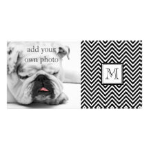 VOTRE MONOGRAMME, CHEVRON NOIR PHOTOCARTE CUSTOMISÉE