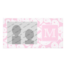 Votre monogramme de lettre. Modèle rose de Paisley Cartes De Vœux Avec Photo