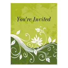 - vous êtes invités - personnalisable floral vert carte postale