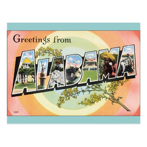 Voyage vintage de l'Alabama - Alabama Cartes Postales