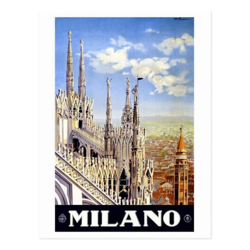Voyage vintage de Milan Italie Cartes Postales