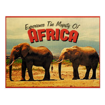 Voyage vintage d'éléphants de l'Afrique Cartes Postales