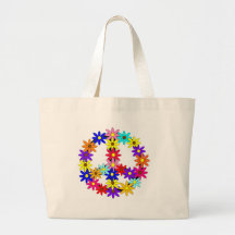 Vrede en Flower power Canvas Tassen
