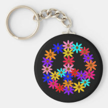 Vrede en Flower power Sleutel Hanger