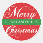 Vrolijke Kerstmis aan u & van u Ronde Stickers
