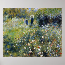 Vrouw met een Parasol in een Tuin, Renoir Afdruk