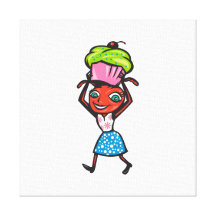Vrouwelijke Mier die Cupcake en Koekje dragen Canvas Afdruk