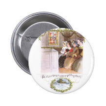 Vrouwen die in Vintage Kerstmis van de Kerk zingen Speld Buttons