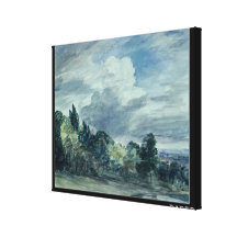 Vue au-dessus d'un paysage large, avec des arbres  impression sur toile