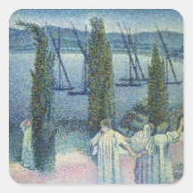 Vue côtière avec des arbres de Cypress, 1896 Autocollant