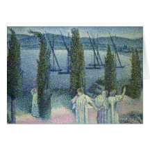 Vue côtière avec des arbres de Cypress, 1896 Carte De Vœux