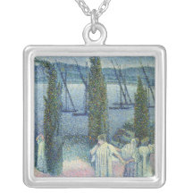 Vue côtière avec des arbres de Cypress, 1896 Collier