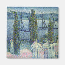 Vue côtière avec des arbres de Cypress, 1896 Aimants Pour Réfrigérateur