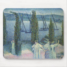 Vue côtière avec des arbres de Cypress, 1896 Tapis De Souris