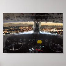 Vue de nuit de l'habitacle DC3 Affiche