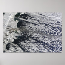 Vue satellite d'une plume de cendre affiche