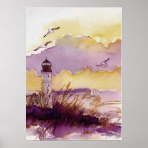 vuurtoren waterverf posters