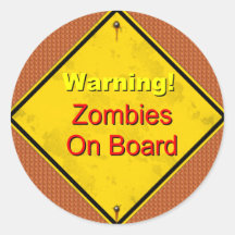 Waarschuwing!  Zombieën aan boord Ronde Stickers