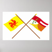 Wallon et drapeaux croisés de Liège Affiches