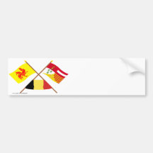 Wallon et drapeaux croisés de Liège avec la Belgiq Adhésif Pour Voiture