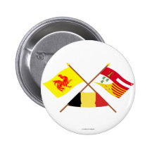 Wallon et drapeaux croisés de Liège avec la Belgiq Badges